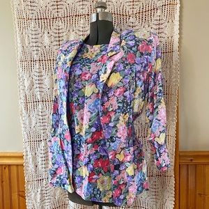 SOLD Vintage 80s Deborah Barry Floral Matching Top & Blazer Set